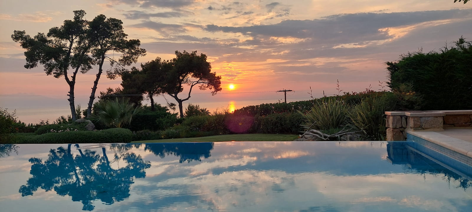 Sunset over pool